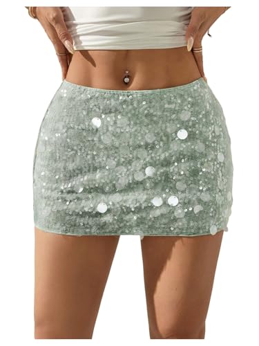Floerns Women's Y2k Sequin Low Rise Skirt Sparkly Bodycon Night Out Mini Skirts