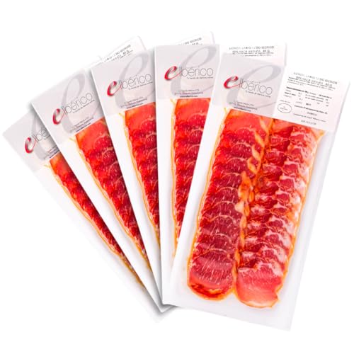 Lomo de Cebo Ibérico 50% Raza Ibérica - Loncheado Al Vacío para Máxima Frescura - Sabor Tradicional y Gourmet - EIbérico (Pack 5 Sobres)