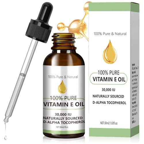 Vitamin E Öl - Hochdosiert Vitamin E Öl Bio für Kosmetik und Trockene Kopfhaut - Feuchtigkeitsspendend VE Tropfen für Haar- und Hautpflege - Natürliche Inhaltsstoffe, Tierversuchsfrei, 1oz/30ml