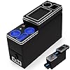 Organizador de consola central entre asientos para minivans, SUV, con carga USB dual en la parte delantera y trasera, iluminación ambiental y cajones para minivan y SUV, caja de almacenamiento