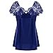 Produktbild N\P Sommer Damen V-Ausschnitt Große Größe Stitching Spitze Kurzarm Slim Cut Gr. X-Large, blau