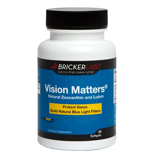 Bricker Labs Vision Matters Vision Supplement, Natural Lutein and Zeaxanthin, Help Protect Vision Health from Aging, UV Rays and Digital Blue Light, 30 Softgels