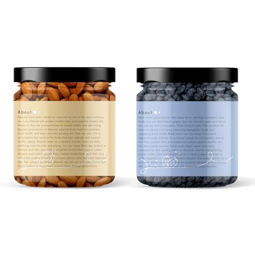 Image of Goshudh Almonds 250g + Black Raisins 250g Combo Pack | Fresh, Tasty & Nutritious, Ideal for Daily Snacking (500gm Combo Pack)