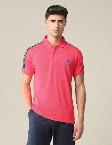 Image of U.S. Polo ASSN. Solid Regular Fit Polo T Shirts for Men - 100% Cotton, Half Sleeves Mens Tshirt