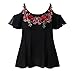 Produktbild TUDUZ Damen Oberteile Elegant Groß Größe Rose Stickerei Floral Tank Tops Bluse Camisole Basic Shirt Tunika Top(XXXL,Z-Schwarz)