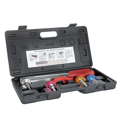 Pipe Expansion Tool for PEX Tube, ASTM F1960 Compliant - Featuring 1/2”, 3/4”, 1” Expander Heads and Cutting Plier ProPEX Expander Kit