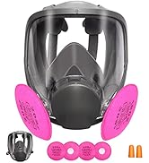 DADUMK Reusable Full Face Cover, Respirator 6800 with 2091 Filter and Earplugs, Wide Field of Vie...
