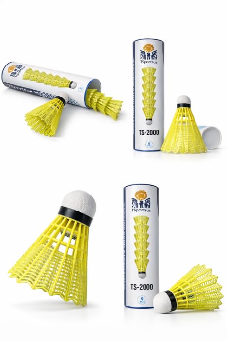 TSportsuk 2000 Nylon Badminton Shuttlecocks Medium Speed (Yellow)
