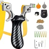 RCZZSUWE Slingshot, Hunting Sling Shot Set for Adults, Professional Stainless Steel Tactical Slingshots, High Velocity Catapult with Ammo Balls, Rubber Bands, Ammo Pouch, Target（Black）