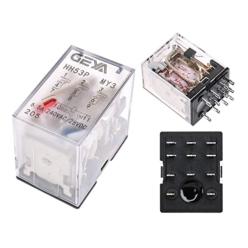 Relé de 11 pines HH53P con contactos de 5A para conmutación segura en voltajes DC24V y AC110V