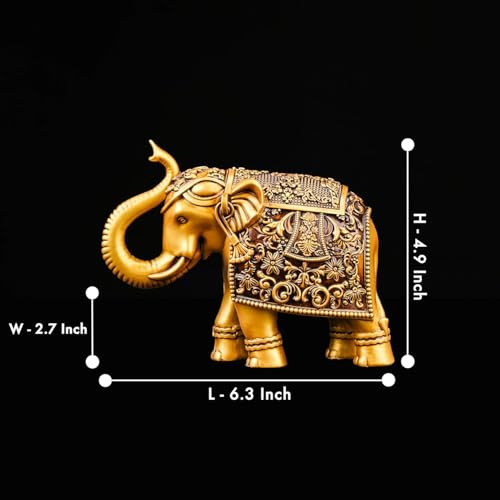 Estatua Elefante Real Dorada Antigua 5 Pulgadas miniatura 2