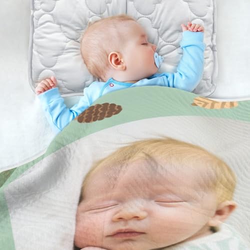 Custom Cute Baby Picture Hut Squirrel Green Throw Blanket Breathable customised Name Baby Blanket for Nursery Stroller Crib 30x40in articulos para Bebes recien nacidos ni?a4
