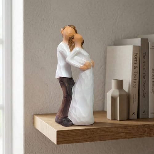 Image of Xtore Hand-Painted Medium Size Resin Romantic Couple in Full of Love | Beautiful Home Decor (Pack of 1, White and Brown Color)