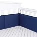 TILLYOU Baby Safe Crib Bumper Pads for Standard Cribs Machine Washable Padded Crib Liner Thick Padding for Nursery Bed 100% Silky Soft Microfiber Polyester Protector de Cuna, 4 Piece/Navy Blue