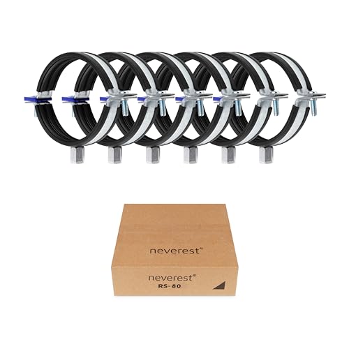 neverest® RS 80mm - Abrazadera de Tubo con Junta de Goma Rosca M8/M10-6 Piezas