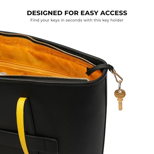 Image of Mokobara The Astrid Tote Bag for Women | Premium Vegan Leather Office Handbag | Fits 16 Inch Laptop | Extra Large 22L Shoulder Bag with Bottle Sleeve Morning Affirmations | Black