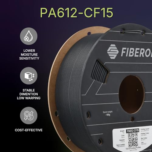 Image of Polymaker Fiberon PA612-CF15 Carbon Fiber Nylon Filament 1.75mm Black 1kg, Fiberon PA612-CF15 Strong & Low Moisture Sensitive Nylon 1.75mm 3D Printing Filament