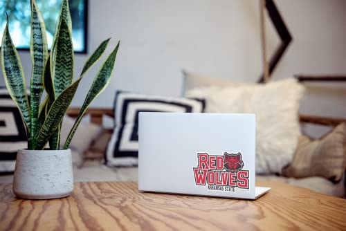 Image of Arkansas State Red Wolves A-State Wolf Head Scarlet and Black Weatherproof Vinyl Sticker Car Decal from Nudge Printing