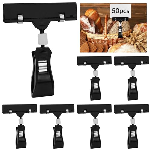 50 Pièces Plastique Rotatif Clip, Clip d'Affichage de Clip de Marchandise, Clips d'Étiquettes de Prix Noir, Clip Panneau Plastique pour Affichage de Prix de Supermarché Bureau à Domicile, Noir – vue 8
