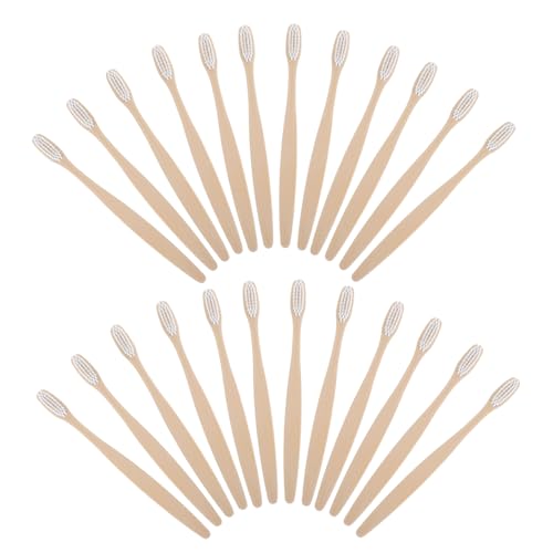 Homoyoyo 24 Piezas Unidades Cepillos de Dientes Bambú para Adultos Cerdas Suaves Biodegradables Mango Ergonómico Ecológico Cepillos para Hogar Hotel Viaje y Camping