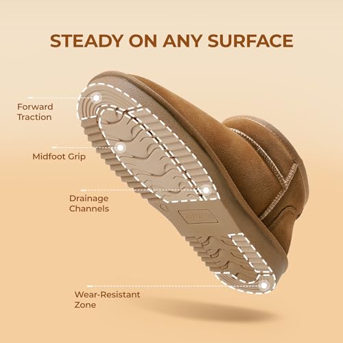 dream pairs ankle winter mini boots for women genuine suede faux fur lining water resistant warm snow boots slip on memory foam comfort booties fuzzyclassic