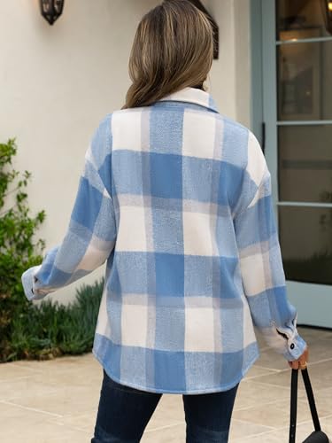 ANRABESS Womens Sherpa Fleece Lined Flannel Plaid Shirt Jackets Fuzzy Warm Button Down Shacket with Pockets 2025 Fall Outfits4