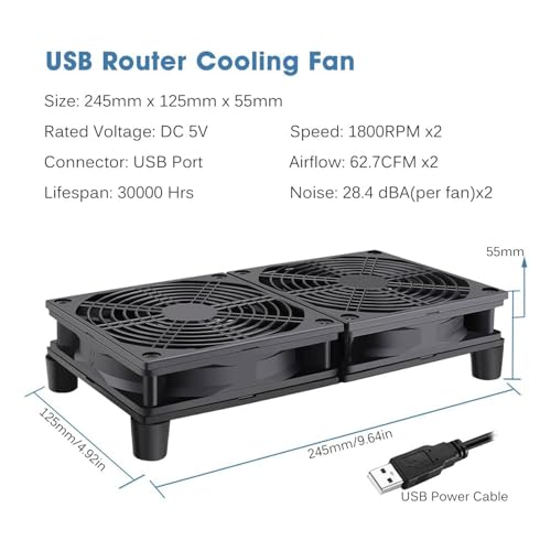 Ventilateur d'ordinateur USB double 12 cm pour refroidir les box internet et PC - 7