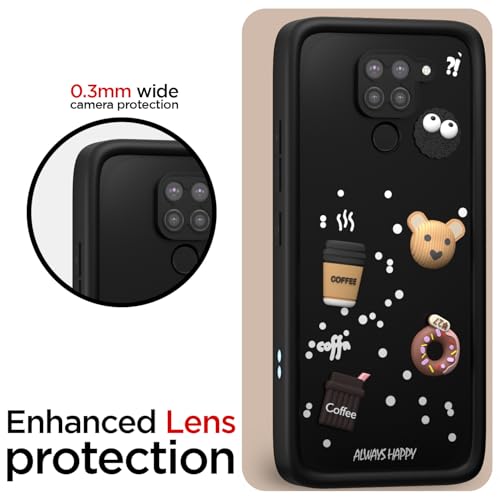 Image of Outlouders Back Cover for Redmi Note 9 | Cute Fun Cartoon 3D Bear Silicone | Full Body Protection Bumper Case (Black)
