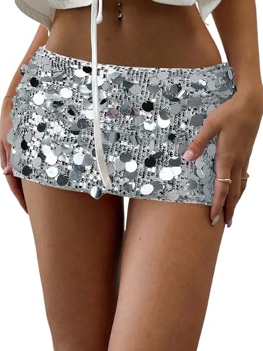 Image of Floerns Women's Sequin Low Waist Mini Skorts Night Out Skirt Shorts