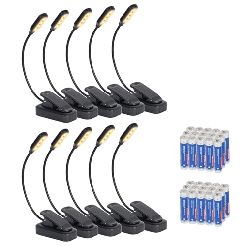 Image of 10 Pack Book Lights, Reading Lights for Books in Bed-Eye Caring 3 Colors, Stepless Dimming, 360 Flexible Studying Small Desk Lamp, Lightweight Clip-on LED Night Light for Book Lovers