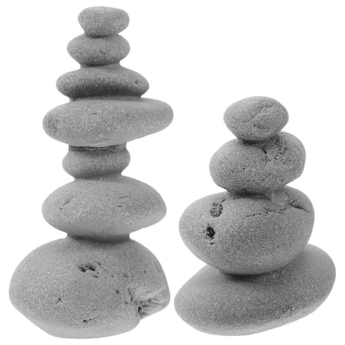 VOSAREA 2pcs Stone Sculptures Stacking Stone Statue Handmade Rocks Statues Garden Rocks Cairn Balancing Yoga Meditation Accessories Micro Landscape Ornament for Home Office
