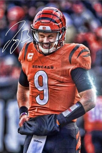 WHZKCYH American Football Sports Bengals Poster For Kids Fun Teen Birthday Christmas Gifts Joe Burrow Rugby Star Posters Canvas Wall Art Print Picture For Home Room Decor