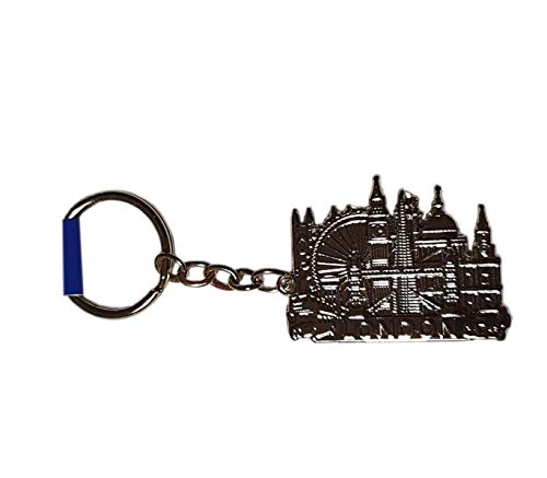 London Icons and Skyline Metal Keychain - Big Ben/Eye/Westminster Abbey/Tower Bridge/St. Paul's Cathedral/The Shard/Double-Decker Routemaster Bus/Taxi/Telephone Box/UK Souvenir