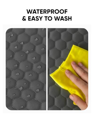 Image of Owleys Set Seat Back Organizer & Car Seat Protector Hexy Waterproof & Non-Slip Protector for Child Car Cushion for Leather and Fabric Seats (Gray)