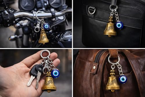 Image of REDLUV Guardian Bell for Bike - Tibetan Lucky Motorcycle Keychain, Biker Protection Charm, Anti-Evil Bell Key Ring, Good Luck Gift for Riders