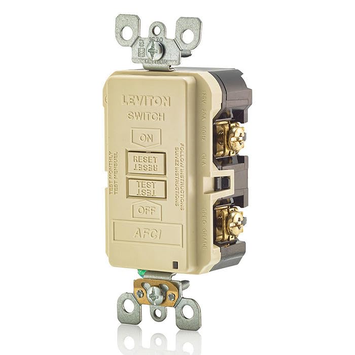 Image of Leviton Blank Face AFCI, 20 Amp, Self Test, LED Indicator Light, Provides AFCI Protection Where an Outlet is not Needed, AFRBF-I, Ivory