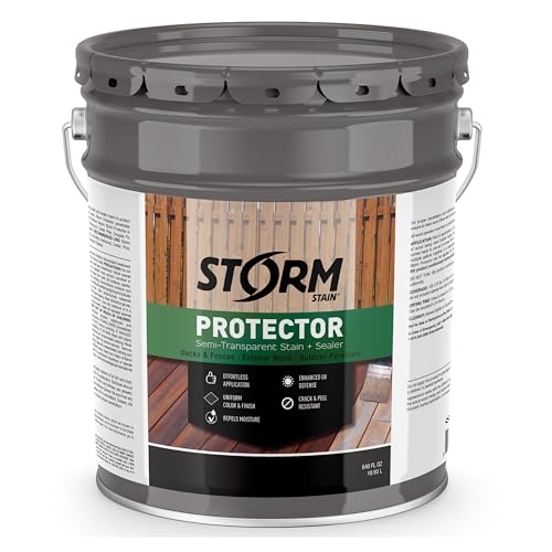 Storm Protector Penetrating Sealer & Stain Protector - Deck Protector, Fence Protector, Mahogany Stain, Redwood Stain, 5 Gallon (Hickory)