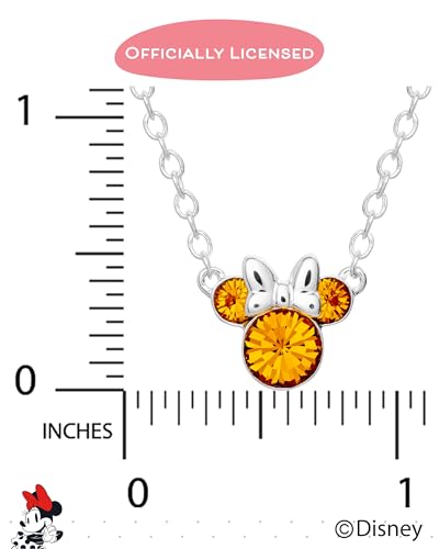 Disney-Minnie-Mouse-Crystal-Birthstone-Jewelry-Birth-Month-Pendant-Necklace-Silver-Plated