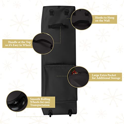 Rolling Tree Storage Bag - Storage For 9-Foot Artificial Christmas Holiday Tree. Zippered Bag, Carry Handles And Wheels For Easy Transport. Protects Against Dust, Insects, And Moisture. (Black) #TOP2