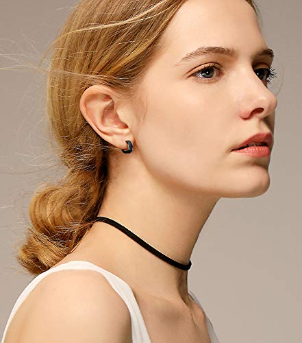 Stainless Steel Hoop Earrings For Men's Women's,Silver/Gold/Black/Blue Hypoallergenic Round Huggie Earrings,Fashion Punk Earrings Piercing Jewelry,Simple Stylish Loop Earring,Gift for Him Her Birthday3