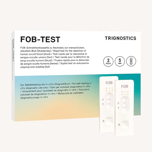TRIGNOSTICS Darm-Vorsorgetest für zuhause – Testergebnis in 5 Minuten | Vorsorge für die Darm-Gesundheit | Hohe Testgenauigkeit 99,1% | 2x zuverlässige und präzise Stuhltests