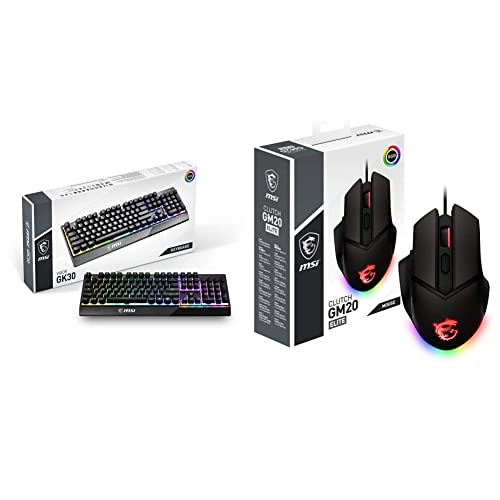 MSI Vigor GK30 Gaming-Tastatur (DE-Layout) QWERTZ - Mechanische Membran-Switches, wasserfest & Clutch GM20 Elite Gaming-Maus - 6.400 DPI Optischer Sensor, rechtshändig, 20Mio+ Click OMRON-Switches MSI Vigor GK30 Gaming-Tastatur (DE-Layout) QWERTZ - Mechanische Membran-Switches, wasserfest & Clutch GM20 Elite Gaming-Maus - 6.400 DPI Optischer Sensor, rechtshändig, 20Mio+ Click OMRON-Switches