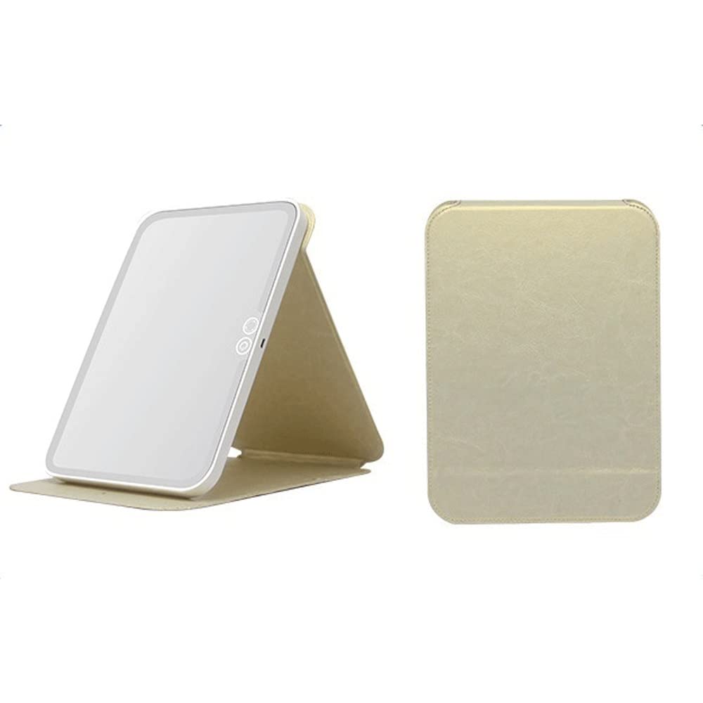 Miroir de maquillage LED carré pliable pour cosmétique et voyage