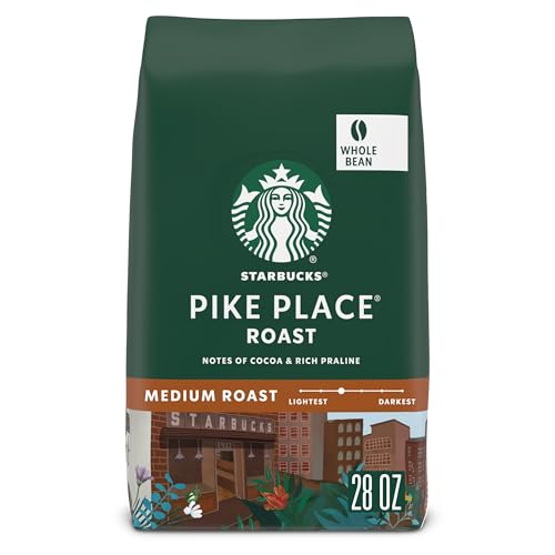 Starbucks Whole Coffee Beans, Medium Roast Hot or Iced Coffee, Pike Place Roast, 28 oz ​