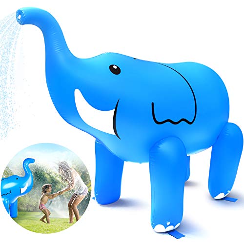 Dillitop Elephant Sprinkler, Inflatable Elephant Water Toys Outdoor Inflatable Ginormous Elephant Yard Sprinkler for Kids(XL)