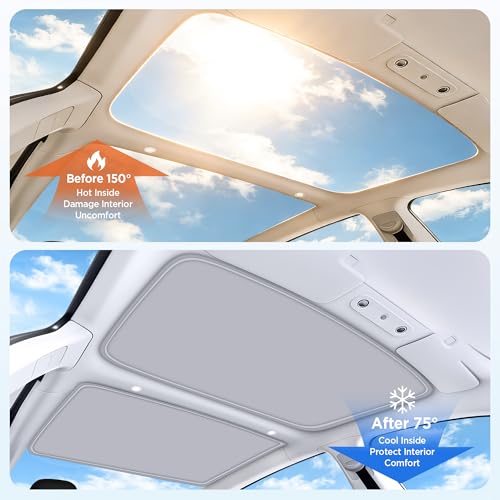 Image of 2026 Upgrade Sunshade Roof For Tesla Model 3 Highland 2022-2026 [No-Gap /Sag-Free] Heat Insulation Glass Roof Sunshade Sunroof for Tesla Model 3 Accessories 2026 2025 2024 202 2022 Beige