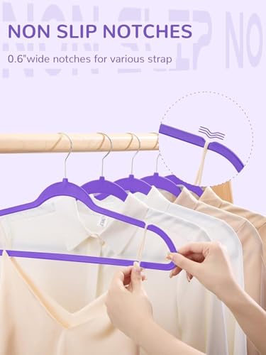 Image of Slim Plastic Hangers for Clothes - Heavy Duty Non-Velvet Hangers with 360 Swivel Chrome Hook & Non Slip Notches - Ideal for Dresses Coats Shirts Jackets & More (Standard, 36)