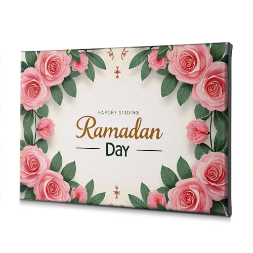 Tableau Ramadan shabby chic fleurs déco murale sur toile 40x60 cm pour maison