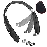 APPINESSEY Bluetooth Headphones, Wireless Headset Retractable Earbuds Neckband Earphones Compatible with iPhone Android & Other Bluetooth Enabled Devices (Black)
