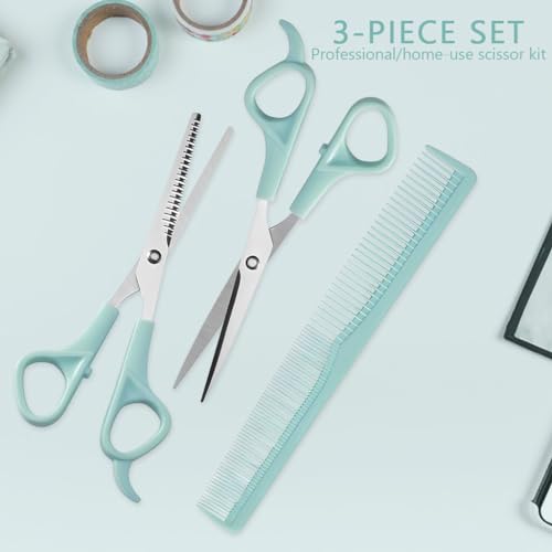 Image of MAYCREATE Kids Hair Cutting Scissors Kit Thinning Shears and Comb Set Stainless Steel Scissors Hair Dressing Scissors Barber Kit Straight Shears Teeth Scissors Thinning Shears Tools